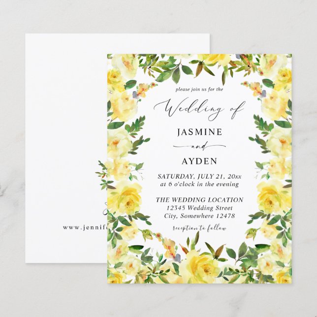 Lámina Boda floral amarillo presupuesto V2 (Anverso / Reverso)