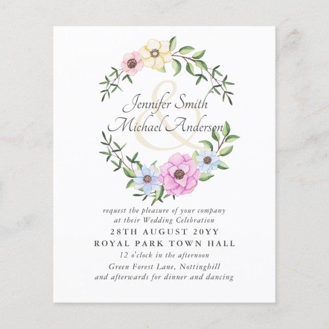 Lámina Boda floral azul rosado Ampersand (Anverso)