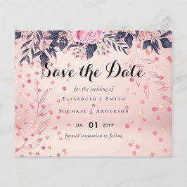 Lámina Boda floral azul rosado moderno