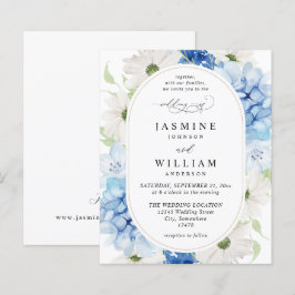 Lámina Boda floral azul y blanco agitado de presupuesto