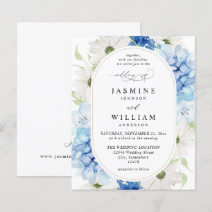 Lámina Boda floral azul y blanco agitado de presupuesto