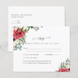 Lámina Boda floral blanca roja presupuestal RSVP