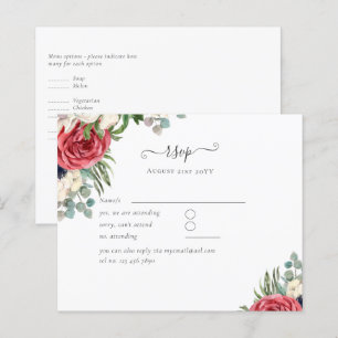 Lámina Boda floral blanca roja presupuestal RSVP