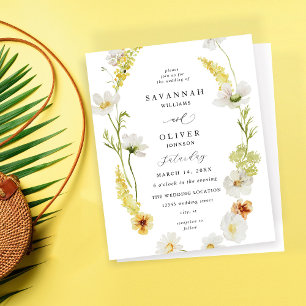 Lámina Boda floral blanco y amarillo