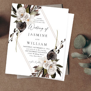 Lámina Boda floral blanco y negro de presupuesto