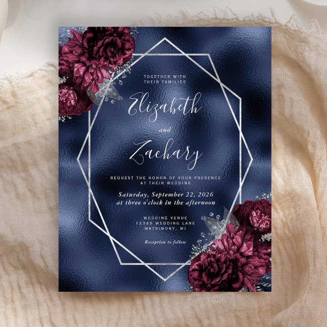 Lámina Boda floral Blue Burgundy Silver de la Marina de P (Subido por el creador)
