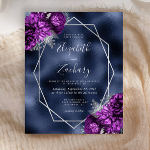 Lámina Boda floral Blue Purple Silver de la Marina de Pre