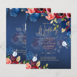Lámina Boda Floral Burgundy Rústica
