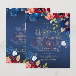 Lámina Boda Floral Burgundy Rústica Azul