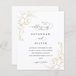 Lámina Boda floral con línea dorada