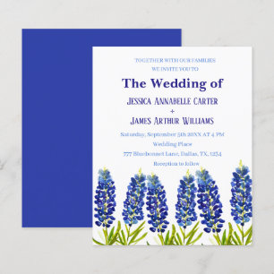 Lámina Boda floral de acuarela de lupinos de Texas