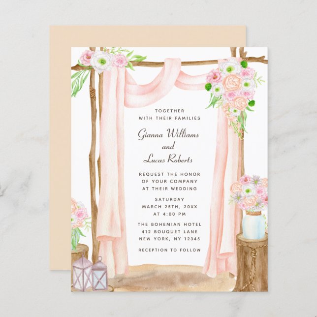 Lámina Boda floral de acuarela exterior elegante de presu (Anverso / Reverso)