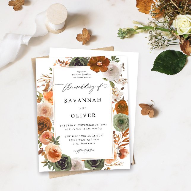 Lámina Boda floral de algodón verde y terrestre S2 -WHI (Subido por el creador)