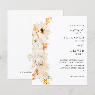 Lámina Boda floral de Beige y Naranja