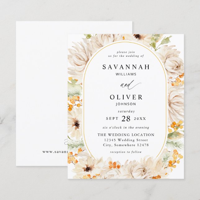 Lámina Boda floral de Beige y Naranja 2 (Anverso / Reverso)