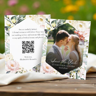 Lámina Boda Floral de Boho Foto código QR Guardar las fec