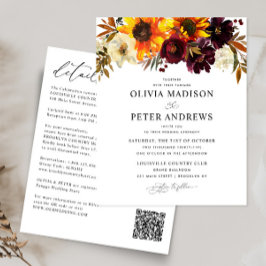 Lámina Boda floral de borgoña de girasol rústico presupue