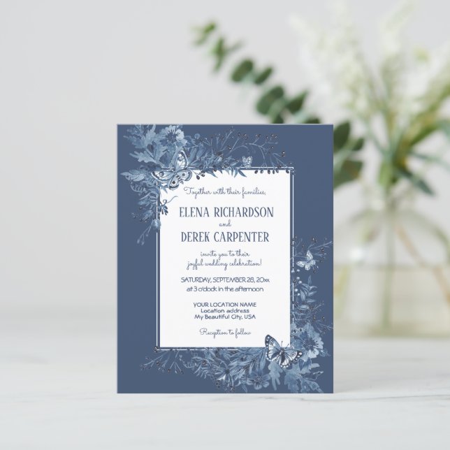 Lámina Boda floral de flores silvestres azul turquesa (Anverso de pie)