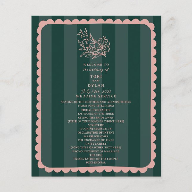 Lámina Boda Floral de franja verde (Anverso)