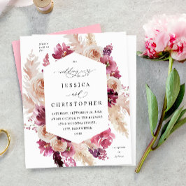 Lámina Boda floral de hierba rosada de Boho Boho Pampas