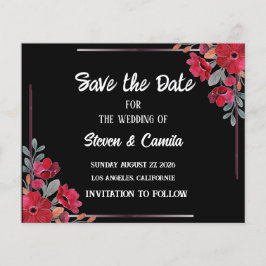 Lámina Boda floral de la acuarela de Borgoña salva la fec