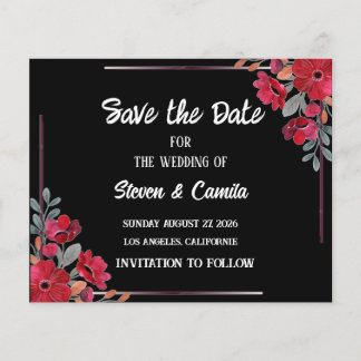 Lámina Boda floral de la acuarela de Borgoña salva la fec