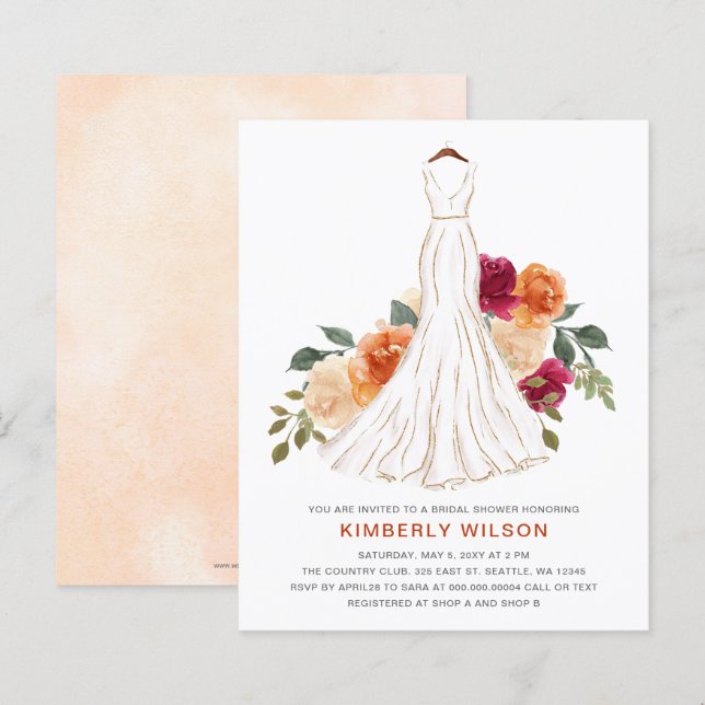 Lámina Boda floral de otoño con ducha de novia (Anverso / Reverso)