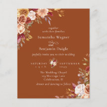 Boda floral de otoño de terracota presupuesto