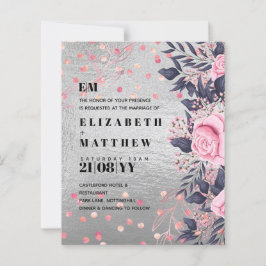 Lámina Boda Floral de PInk de la Marina de Plata LeahG Ro