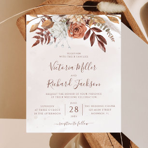 Lámina Boda Floral de Terracota Otoñal Rústica Económica