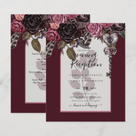 Lámina Boda floral de vino de Borgoña otoño INVITE invier