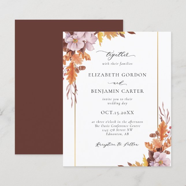 Lámina Boda floral elegante del otoño del presupuesto (Anverso / Reverso)