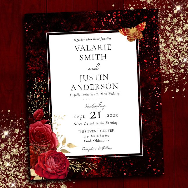 Lámina Boda floral gótico de salpicaduras rojas en una so (Subido por el creador)