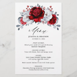 Lámina Boda floral metálico Royal Red White Silver