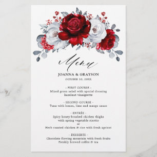 Lámina Boda floral metálico Royal Red White Silver