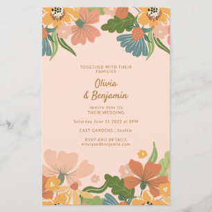 Lámina Boda Floral Naranja Rubor Earthy Boho 