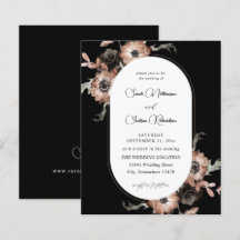 Boda floral natural y negro de presupuesto - negro