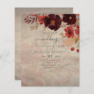 Lámina Boda floral otoño terracota rojo borgoña