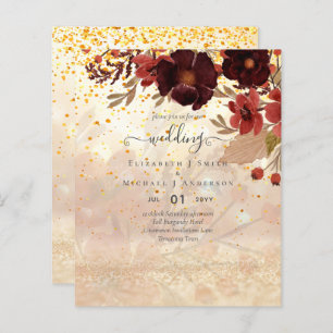 Lámina Boda floral otoño terracota rojo borgoña