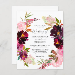 Lámina Boda floral púrpura y Rubor caliente