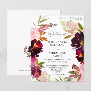 Lámina Boda floral púrpura y Rubor caliente V2
