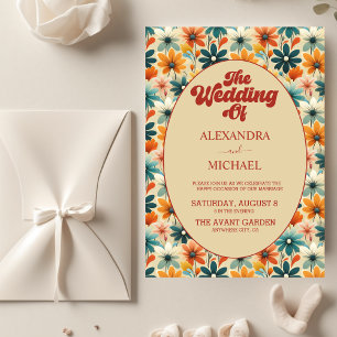 Lámina Boda Floral Retro Groovy de los 70 con Presupuesto