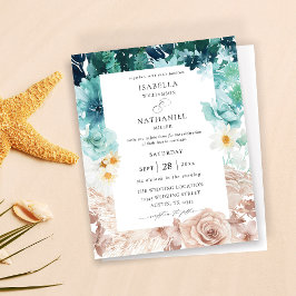 Lámina Boda floral rosa azul turquesa y Rubor 2