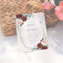 Lámina Boda floral rosa de borgoña y Rubor