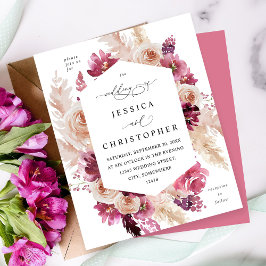 Lámina Boda floral rosa de pampas rosado