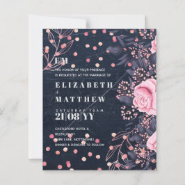 Lámina Boda floral rosa LeahG Denim Blue Rosegold