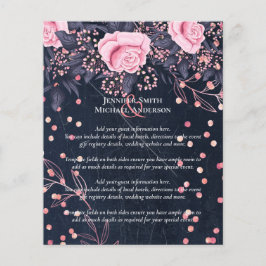 Lámina Boda floral rosa LeahG Denim Blue Rosegold