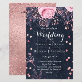 Lámina Boda floral rosa LeahG Denim Blue Rosegold