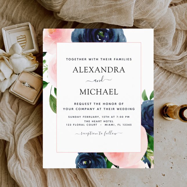 Lámina Boda floral rosa Rubor azul de la marina de presup (Subido por el creador)