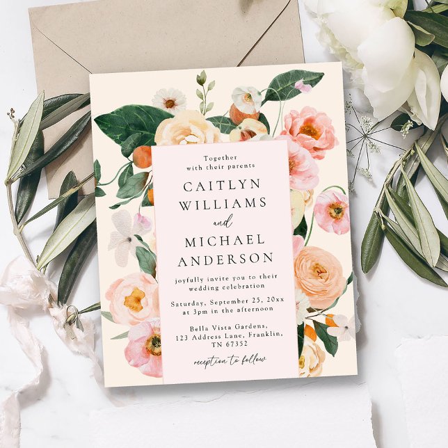 Lámina Boda floral rosa Rubor moderno de presupuesto (Subido por el creador)